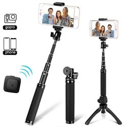 Fotopro 28" Selfie Stick Tripod with Bluetooth Remote Cliker, Phone Tripod Mount, Removable Mini Tripod, for Android Smartphone iPhone X 7 Plus, Samsung Galaxy S9 Note 8, Huawei P20, Best Travel Gifts