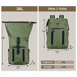 MIER Waterproof Backpack Sack Roll-Top Closure Dry Bag Lightweight for Kayaking, Rafting, Boating, Swimming, Camping, Hiking, Beach, Fishing, 30L