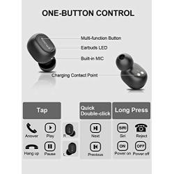 Tepoinn Wireless Earbuds, Bluetooth 5.0 True Wireless Earphones with Microphone,One-Step Pairing,35H Playing in-Ear Bluetooth Headphones Sports Headset, Black