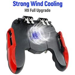 Mcbazel H9 Six Finger PUBG Game Controller with Cooling Fan for iOS Android Mobile Phone – Red