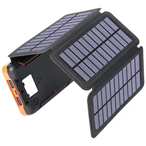 Solar Charger 25000mAh, Hiluckey Outdoor Portable Solar Power Bank with 4 Solar Panels, 18W PD USB C Fast Charge External Battery Pack, 3 USB Ports for Smartphones, Tablets, etc Solar Charger 25000mAh, Hiluckey Outdoor Portable Solar Power Bank with 4 Solar Panels, 18W PD USB C Fast Charge External Battery Pack, 3 USB Ports for Smartphones, Tablets, etc