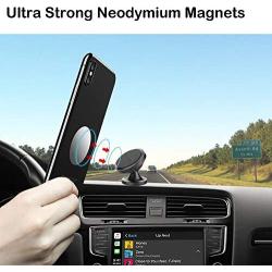 Magnetic Phone Car Mount, Pikabo Universal Stick On Dashboard 360 Degree Rotation Magnetic Cell Phone Holder for iPhone 11 Pro Max Xs MAX X 8 7 6 Plus Samsung Huawei Xiaomi and Others. (Black)