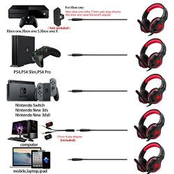 Xbox One Headset, Henscoqi PS4 Headset 3.5mm Over-Ear Bass Surrounding Stereo Gaming Headset with Mic, Noise Isolating and Volume Control for PS4, Xbox One,PC, Nintendo Switch, Smart Phone,Laptop