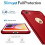 SUPBEC iPhone 7/8 Case with Card Holder and [ Screen Protector Tempered Glass x2Pack] Protective Ultra-Thin-Slim Cover with Silicone TPU Shockproof Rubber Wallet Case for iPhone7 / iPhone8-Red