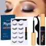 KRONA Magnetic Eyelashes With Eyeliner Kit - Magnetic Eyeliner set - Reusable Falsies With Tweezer - Natural Long Full & Dramatic Looking Eyelashes Set - No More Glue Easy To Wear