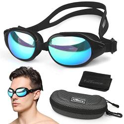 Firesara Swim Goggles, Swimming Goggles UV Protection Anti Fog No Leaking Large Frame Wide View Pool Goggles with Hard Protective Case for Women Men Adult Youth Kids