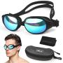 Firesara Swim Goggles, Swimming Goggles UV Protection Anti Fog No Leaking Large Frame Wide View Pool Goggles with Hard Protective Case for Women Men Adult Youth Kids
