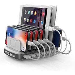 Unitek USB C Charging Station with 2 Quick Charge 3.0 Ports, 7-Port 96W Charger Dock and Universal Type C Electronics Charging Stand Organizer Compatible with iPhone, iPad, Smartphones, Tablets