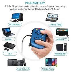 Wired Gaming Controller, Joystick Gamepad with Dual-Vibration PC Game Controller Compatible with PS3, Switch, Windows 10/8/7 PC, Laptop, TV Box, Android Mobile Phones, 6.5 ft USB Cable - Blue