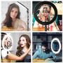 MountDog LED Ring Light 14 inch Dimmable Selfie Ring with Tripod Stand, Flexible Phone Holder, Bluebooth Remote Control and Carry Bag for Live Stream Makeup Portrait YouTube Video Shooting TikTok