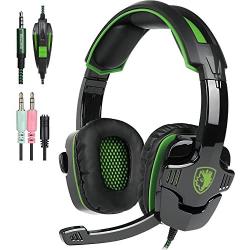 SADES PS4 Gaming Headphone SA930 3.5MM Stereo Surround Lightweight Gaming Headset with Microphone Volume Control for PC/MAC/PS4/Smartphone/Tablets (Black+Green)