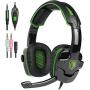 SADES PS4 Gaming Headphone SA930 3.5MM Stereo Surround Lightweight Gaming Headset with Microphone Volume Control for PC/MAC/PS4/Smartphone/Tablets (Black+Green)