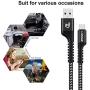 USB C 3.0 Data Cable, UNISAME 3 Pack 10Ft Nylon Braided Type C Fast Charging Power Wire for iPad Pro Galaxy S20 Ultra S10 S9 S8 Note 10 9 8 Google Pixel XL LG Moto OnePlus Portable SSD