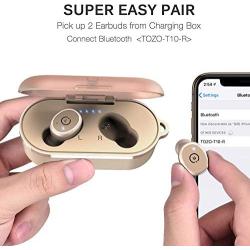 TOZO T10 Bluetooth 5.0 Wireless Earbuds with Wireless Charging Case IPX8 Waterproof TWS Stereo Headphones in Ear Built in Mic Headset Premium Sound with Deep Bass for Sport Khaki(Renewed)
