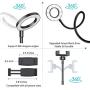 Selfie Ring Light with Cell Phone Holder, Clamp-on Flexible Gooseneck Arms, 3 Light Modes, 10 Brightness Levels, Compatible with Smart Phones for Ins, YouTube, Facebook (Black)