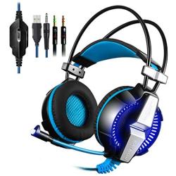 PS4 Gaming Headset KingTop Xbox One LED Lighting Computer Headphone with Mic Stereo Bass for PlayStation4 Xbox One PC Tablet Laptop Mobile Phones Smartphones