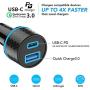 USB C PD Car Charger,QGeeM 36W 2 Port Fast Car Charger with Power Delivery & Quick Charge 3.0 Compatible with iPad Pro 2020,iPhone,MacBook and More,Car Charger Adapter