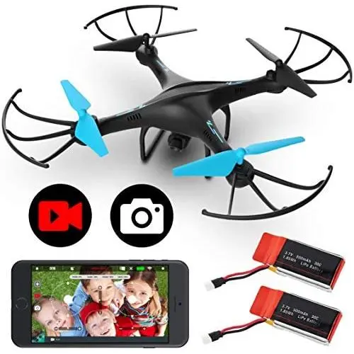 Force1 U45WF Drones with Camera for Adults and Kids - VR Capable WiFi Drone, Remote Control FPV Drone with 720p HD Camera and 2 Drone Batteries Force1 U45WF Drones with Camera for Adults and Kids - VR Capable WiFi Drone, Remote Control FPV Drone with 720p HD Camera and 2 Drone Batteries