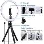 K&F Concept 10 Selfie Ring Light with Stand Phone Holder for Vlog Camera Video Smartphone YouTube Self-Portrait Makeup Shooting Live Streaming