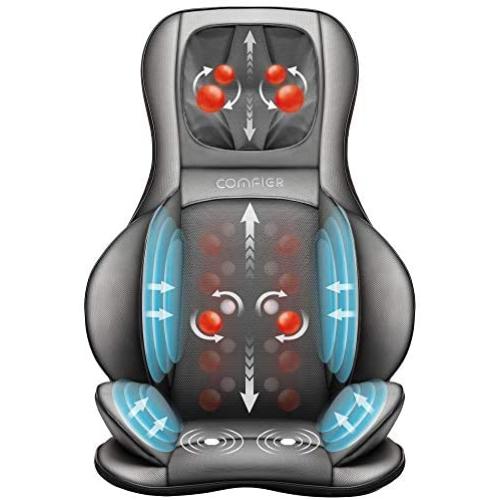 Comfier Neck and Back Massager with Heat- Shiatsu Massage Chair Pad Portable with Air Compress & Rolling,Kneading Chair Massager for Full Back,Neck & Shoulder, Full Body Pain Relief