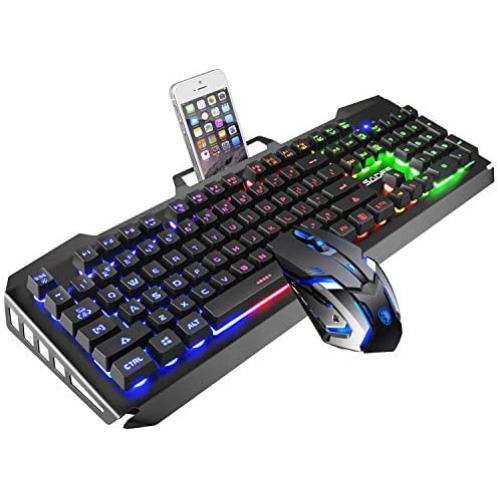 Gaming Keyboard and Mouse Combo,SADES Gaming Mouse and Keyboard,Wired Keyboard with Colorful Lights and Mouse with 4 Adjustable DPI for Gaming for PC/laptop/MAC/win7/win8/win10