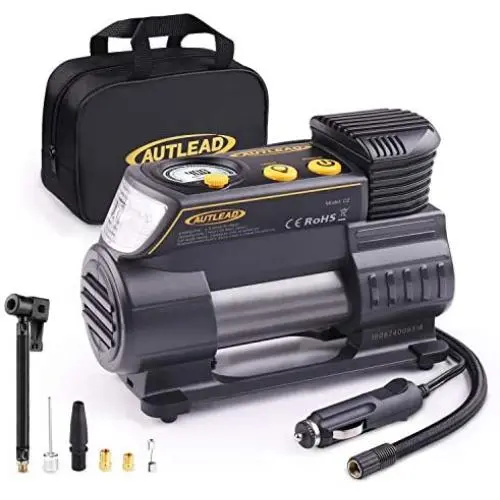 AUTLEAD C2 12V DC Portable Air Compressor Tire Inflator Pump with Digital Gauge for Car Bike Tires and Other Inflatables
