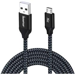 Micro USB Cable PS4 15FT,iSeeker Black Extra Long Durable Braided Type A Male to Micro-B Male Charging Data Cord Compatible Samsung Galaxy S6 S7 Edge, PS4 Controller, BLU, Moto, Nexus, LG, Smartphone