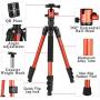 MACTREM Professional Camera Tripod with Phone Mount, 62" DSLR Tripod for Travel, Super Lightweight and Reliable Stability, Ball Head Tripod Detachable Monopod with Carry Bag (Orange)