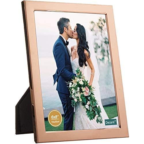 decanit 6x8 Picture Frames Rose Gold Metal Photo Frames for Tabletop Display and Wall Decoration-Best Gifts for Family