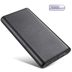 Portable Charger 26800mAh Power Bank, Ultra-High Capacity Universal External Battery Pack with 4 LED Indicator Dual USB Ports Battery Backup for Smart Phones,Tablet and More-[Black]