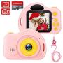 ishantech Kids Digital Camera Toys for Girls 1080 IPS 2 inch HD Girls Best Birthday Toys Mini Toddler Camera for 3 4 5 6 7 8 9 Year Old Girls with 32G SD Card (Pink)