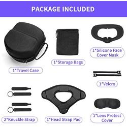 Fromsky Oculus Quest Accessory Set, Travel Case & Knuckle Strap & Lens Protect Cover & Silicone Face Cover Mask & Head Strap Pad for Oculus Quest VR Accessories kit (7-Piece Set)