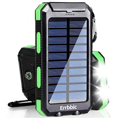 Solar Charger, 20000mAh Solar Power Bank Waterproof Portable Charger External Battery Packs with Dual 2 USB/LED Flashlights Port for iPhone Android Cellphones