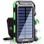Solar Charger, 20000mAh Solar Power Bank Waterproof Portable Charger External Battery Packs with Dual 2 USB/LED Flashlights Port for iPhone Android Cellphones