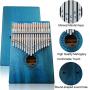 Kalimba Thumb Piano 17 Keys with mahogany Wood Portable Mbira Finger Piano Gifts for Kids and piano Beginners Professional （Bright blue）