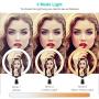 iMartine 10" LED Ring Light with Mic, Tripod Stand and Phone Holder for Selfie, Dimmable Desk Makeup Ringlight for Live Streaming, YouTube Video, Shooting with 3 Light Modes & 13 Brightness Levels