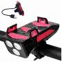 Snaka Bicycle Front and Back Headlight, Rechargeable Bike Front Light 400 Lumen 3 Modes LED Headlight 4 in 1 with Horn Phone Holder 4000mAh Recharger Power Bank Bicycle Set for 4.0 to 6.3 inches
