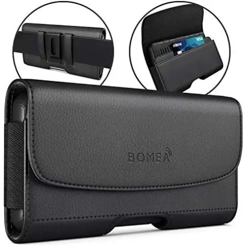 Bomea iPhone 11 Pro Max/iPhone 8 Plus / 7 Plus Holster Case, Premium Cell Phone Belt Case with Belt Clip Pouch Sleeve Belt Holder Cover for Large iPhone (Fits Phones with Otterbox Cases on) Black