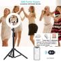 10" RGB Selfie Ring Light LED Desk Ring Light with Tripod Stand and Cell Phone Holder, USB Circle Light for YouTube Video, Makeup, Live Stream, Photography