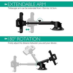 Amoner Car Phone Mount, Phone Holder for Car Dashboard Windshield with Strong Adhesive Suction Cup Compatible with iPhone 11 Pro/XS Max/X/8 Plus/8/7, Galaxy S10/S9/S8/S7, LG,REDMI Note and More