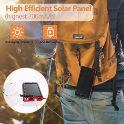 Solar Charger 20000mAh, Portable Phone Charger External Battery Pack, Compatible with iPhone Samsung Tablets & More, Type-C and Micro USB Inputs, 3 Outputs, Flashlight, Lanyard, IP54 Rainproof