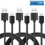 PS4 Controller Charging Cord, 3-Pack 6.6ft Micro USB Charger Cable for Playstation 4, Xbox One & Dual Shock 4 Charge Android Smart Phones,Samsung Galaxy S6 S7 Edge Note 5 J7,Durable SCOVEE Black Cable