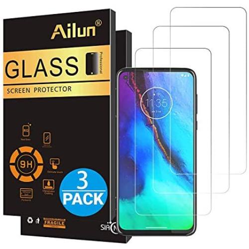 Ailun Screen Protector for Moto G Stylus & Moto G Power & G8 Power,6.4 inch Display,3 Pack Tempered Glass 9H Hardness Ultra Clear Bubble Free Anti-Scratch Fingerprint Oil Stain Coating Case Friendly