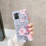 Samsung Galaxy A71 Phone Case for Women & Girls,YeLoveHaw Flexible Soft Slim Fit Full-around Protective Cute Case Cover with Floral Purple Gray Leaves Pattern for Samsung GalaxyA71 6.7(Pink Flowers)