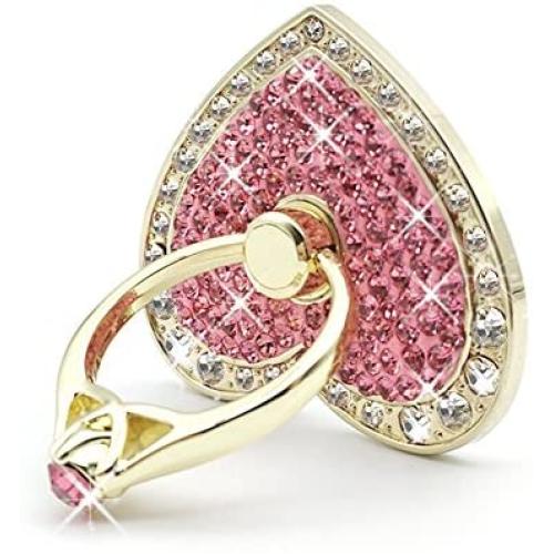 IYOYI Romantic Heart Crystal Cell Phone Ring Holder Stand 360 Rotating Finger Ring Kickstand Phone Grip for iPhone, Samsung & More