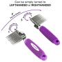 Poodle Pet Dematting Fur Rake Comb Brush Tool - with Long 2.5 Inches Steel Safety Blades for Detangling Matted or Knotted Undercoat Hair.