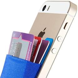 Sinjimoru Card Holder for Back of Phone, Stick on Wallet Functioning as Card Sleeves, Cell Phone Credit Card Holder, Minimallist Wallet Sticker for iPhone. Sinji Pouch Basic 2, Blue