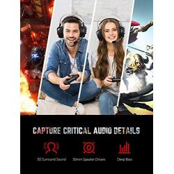 Mpow EG3 Pro - Over-Ear Gaming Headset with 3D Surround Sound, Headset for PC,PS4,Xbox One, Nintendo Switch, Noise Cancelling Mic