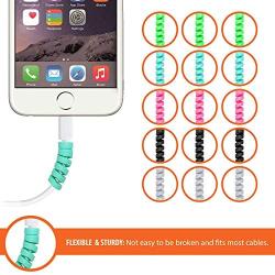 15 Pcs 5 Assorted Colors Flexible Spiral Charging Cable Protector Wire Cord Organizer Tube Accessories Charger Saver for Iphone, MacBook, USB, PC, Cell Phones, Computer, Laptop