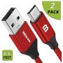 Micro USB Cable Android, BrexLink Micro USB to USB 2.0 Cable (2-Pack, 6.6 Feet) Nylon Braided Sync and Fast Charging Cable for Samsung, Kindle, Android Smartphones, Galaxy S7 Edge, Moto G5, PS4 (Red)